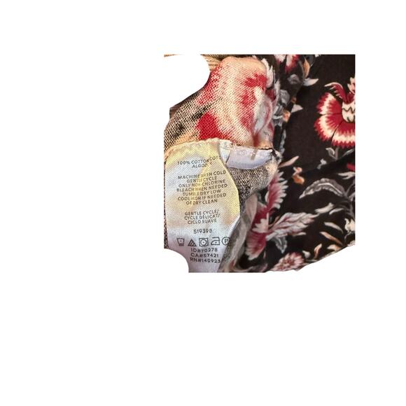 LOFT Black and Red Floral Button Front Blouse Womens Size Large - Picture 7 of 8